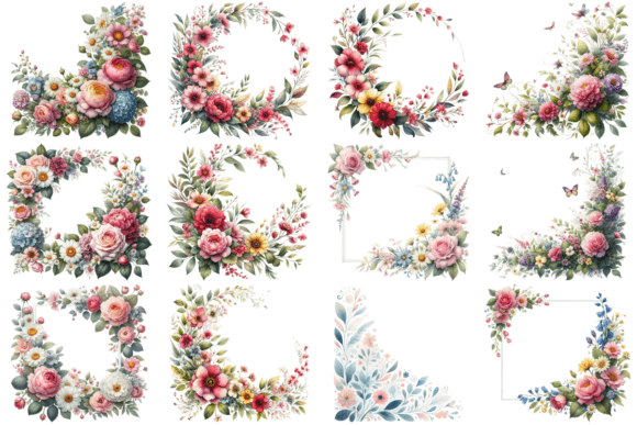Download 12 Floral Watercolor Frame Bundle - Watercolor frame bundle Collection