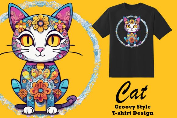 Download Groovy Style Kitty Clipart Illustration - Kitty clipart Collection