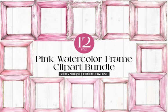 Download Pink Watercolor Frame Clipart Bundle - Premium Resources