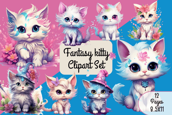 Download Fantasy Kitty Clipart Set - Kitty clipart Collection