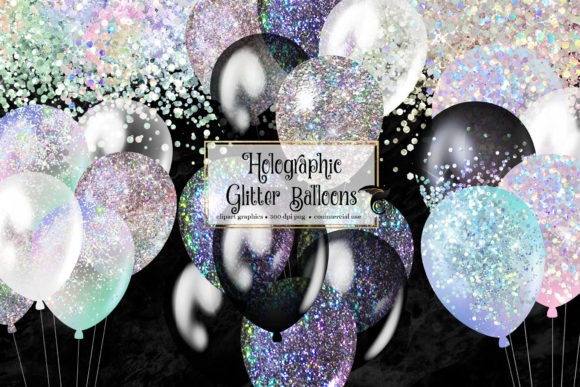 Download Holographic Glitter Balloons Clipart - Holo Collection