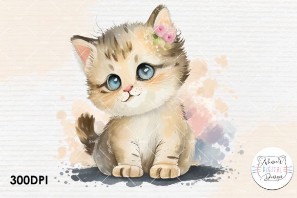 Download Watercolor Baby Cat Illustration Design - Baby cat illustration Collection