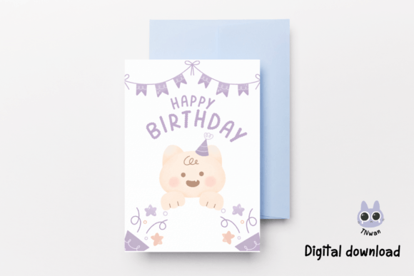 Download Printable Birthday Card Cute Cat for Kid - Card Collection