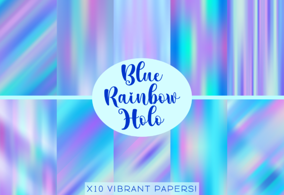 Download Bright Blue Rainbow Holographic Papers - Holo Collection