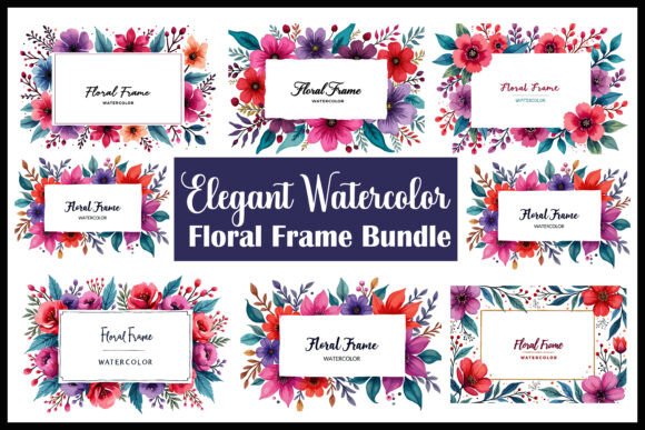 Download Elegant Watercolor Floral Frame Bundle - Premium Bundle