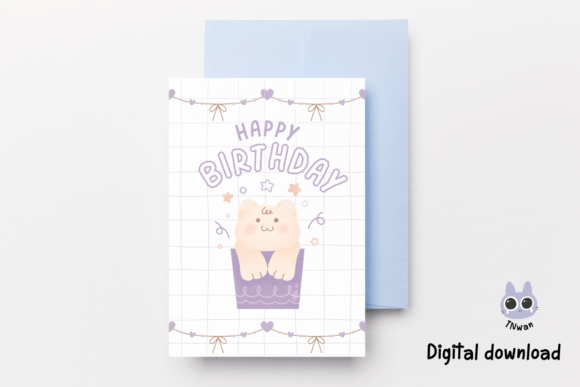 Download Printable Birthday Card Cute Cat for Kid - Card Collection