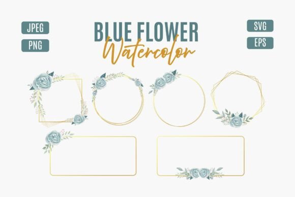 Download Blue Flower Watercolor Frame Bundle - Watercolor frame bundle Collection