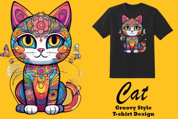 Download Groovy Style Kitty Clipart Illustration - Kitty clipart Collection