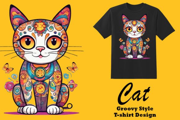 Download Groovy Style Kitty Clipart Illustration - Kitty clipart Collection