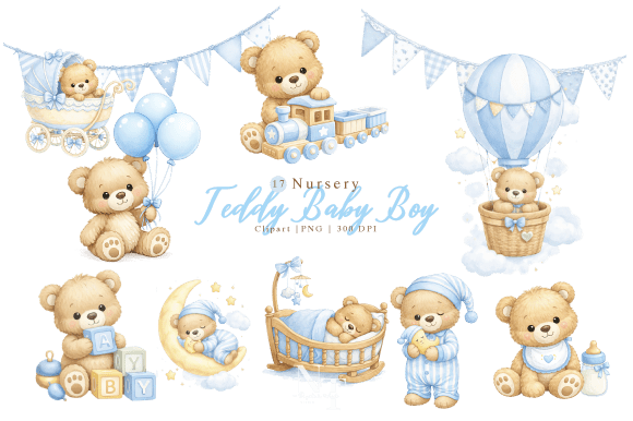 Download Nursery Teddy Baby Boy Clipart PNG - Baby boy Collection