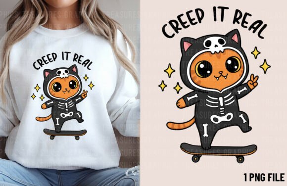 Download Funny Halloween Cat PNG Creep It Real - Premium Bundle