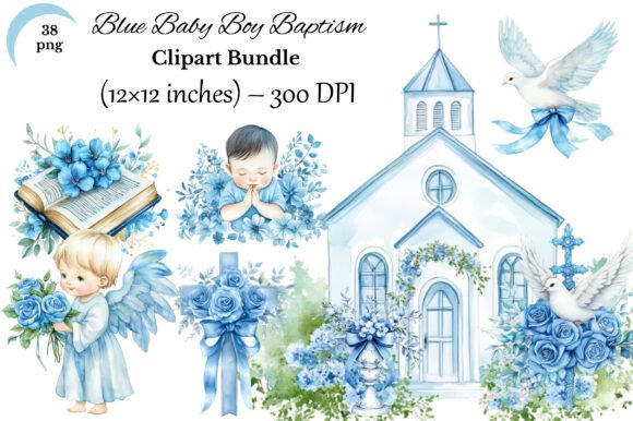 Download Blue Baby Boy Baptism Clipart Bundle ⭐ - Baby boy Collection