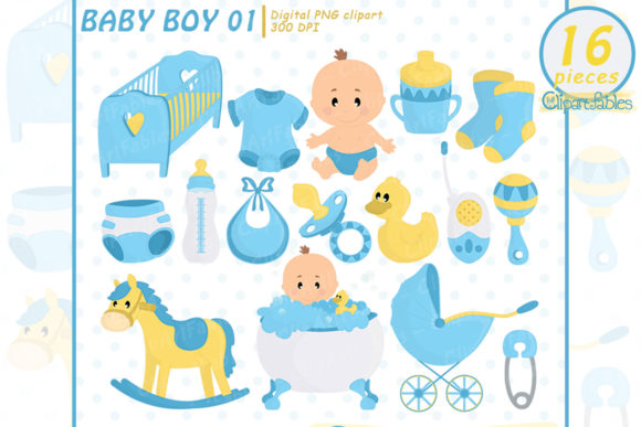 Download Cute Baby Boy, Baby Shower Clipart - Baby boy Collection