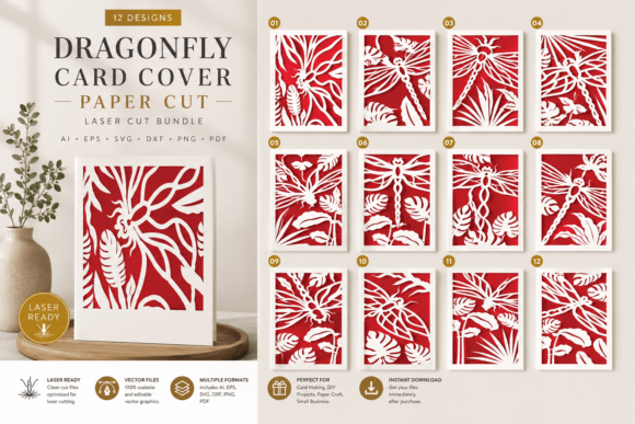 Download Dragonfly Card Cover Paper Cut BUNDLES - Card Collection