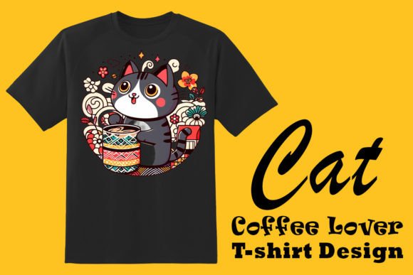 Download Coffee-Loving Kitty Clipart for POD - Kitty clipart Collection