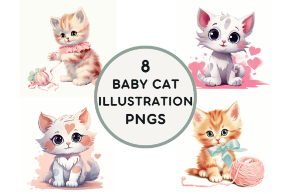 Download Baby Cat Illustration PNGS - Baby cat illustration Collection