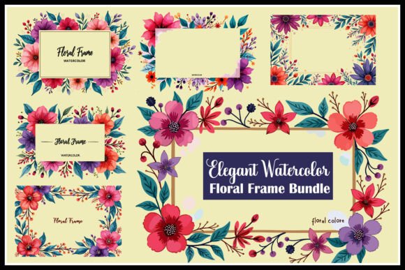 Download Elegant Watercolor Floral Frame Bundle - Premium Bundle